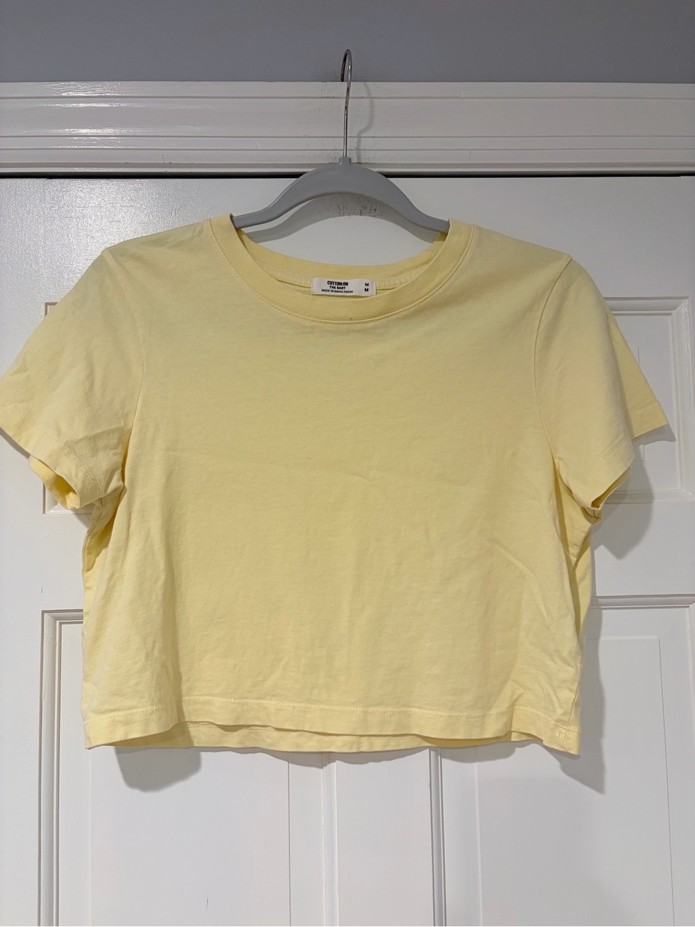 Cotton On Pale Yellow Cropped Crewneck Tee